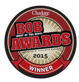 2015 BOB Awards Winner, Charlotte Magazine's Best of the Best logos