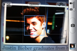 Photo of Justin Bieber is analyzed by Blindsighted app