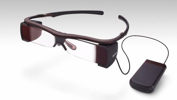 Sony Access Glasses with clear lenses attached to a thin cable