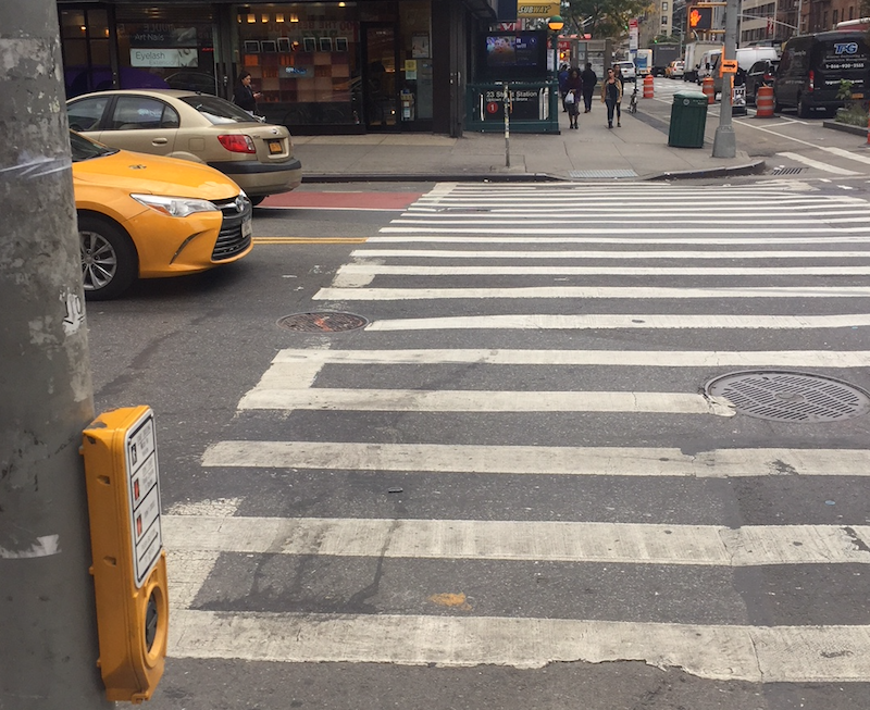 APS unit at crosswalk in New York City