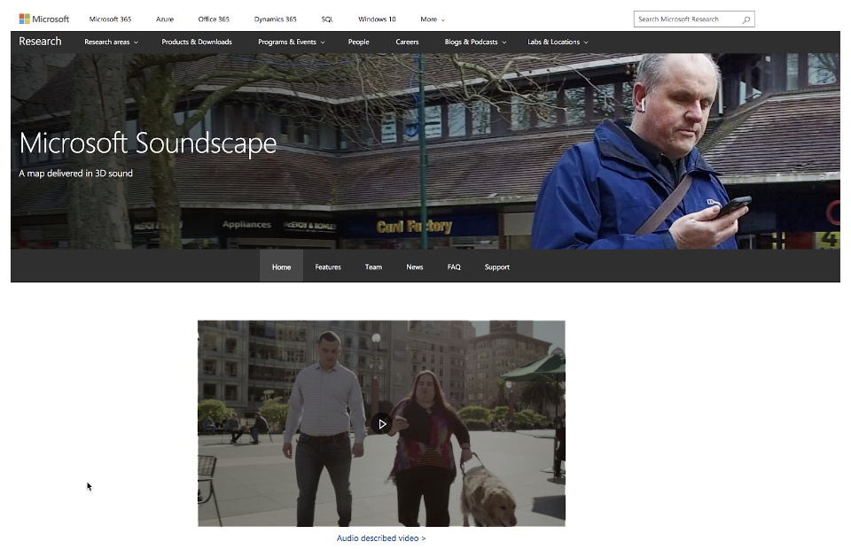 Microsoft Soundscape homepage