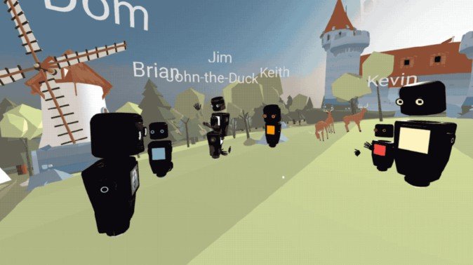 Hubs VR UI Display showing multiple participants conversating