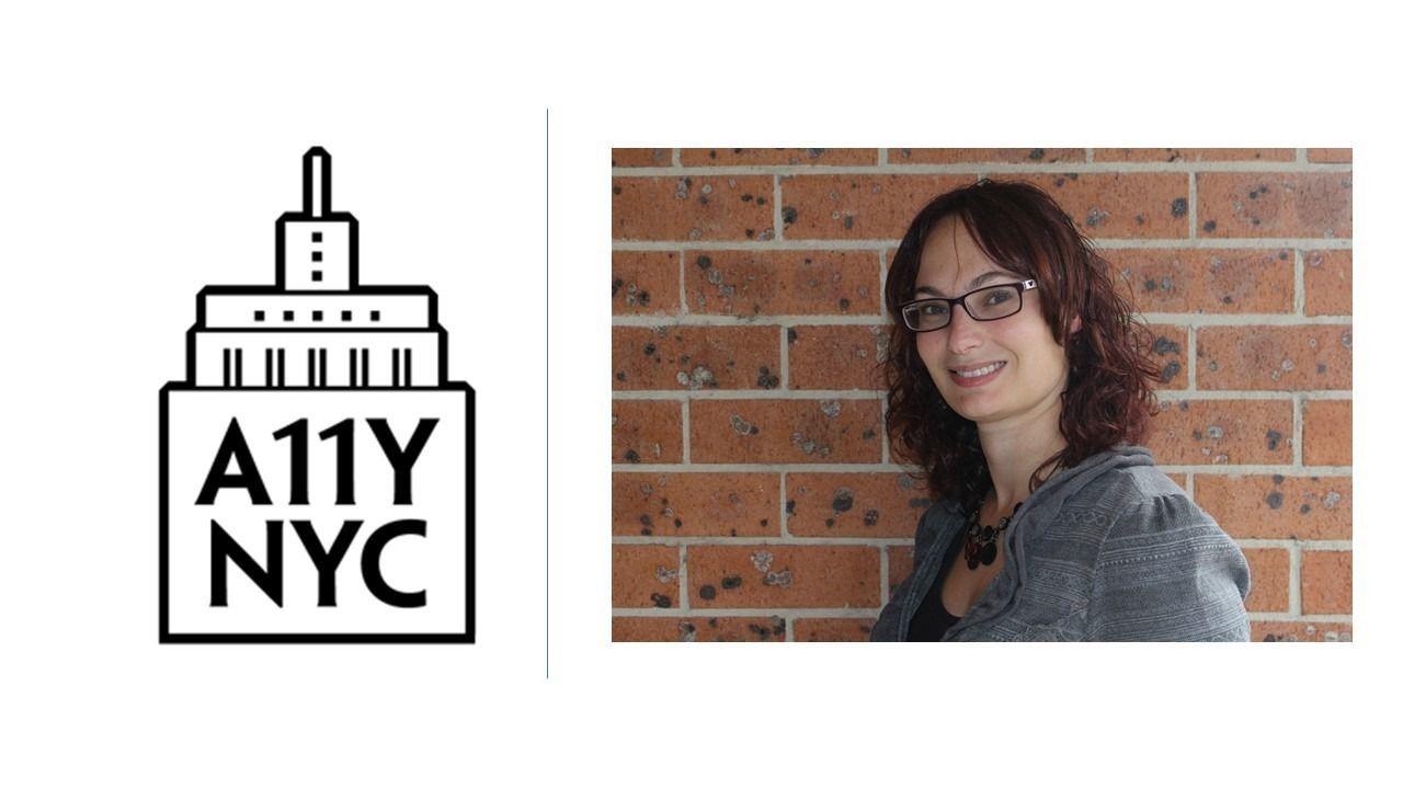Accessibility New York City Logo next to headshot of Sarah Pulis