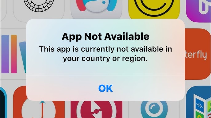 iOS Screen Reading "App Not Available This app is currently not available in your country or region."