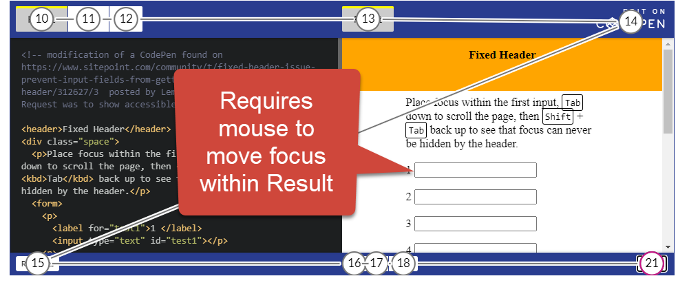 Microsoft Insights Tab order shows the results preview content is skipped