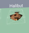 Visual Tooltip for 3D Object reads "Halibut"