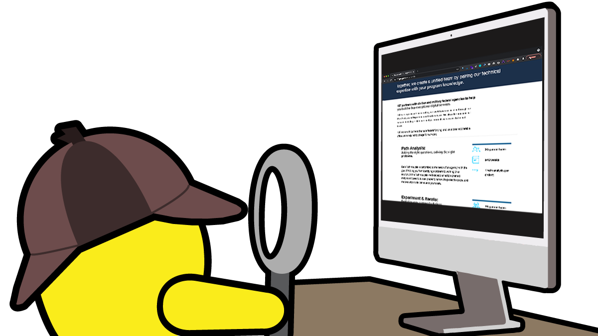 Illustration of Knomo wearing deerstalker cap holding magnifying glass over website