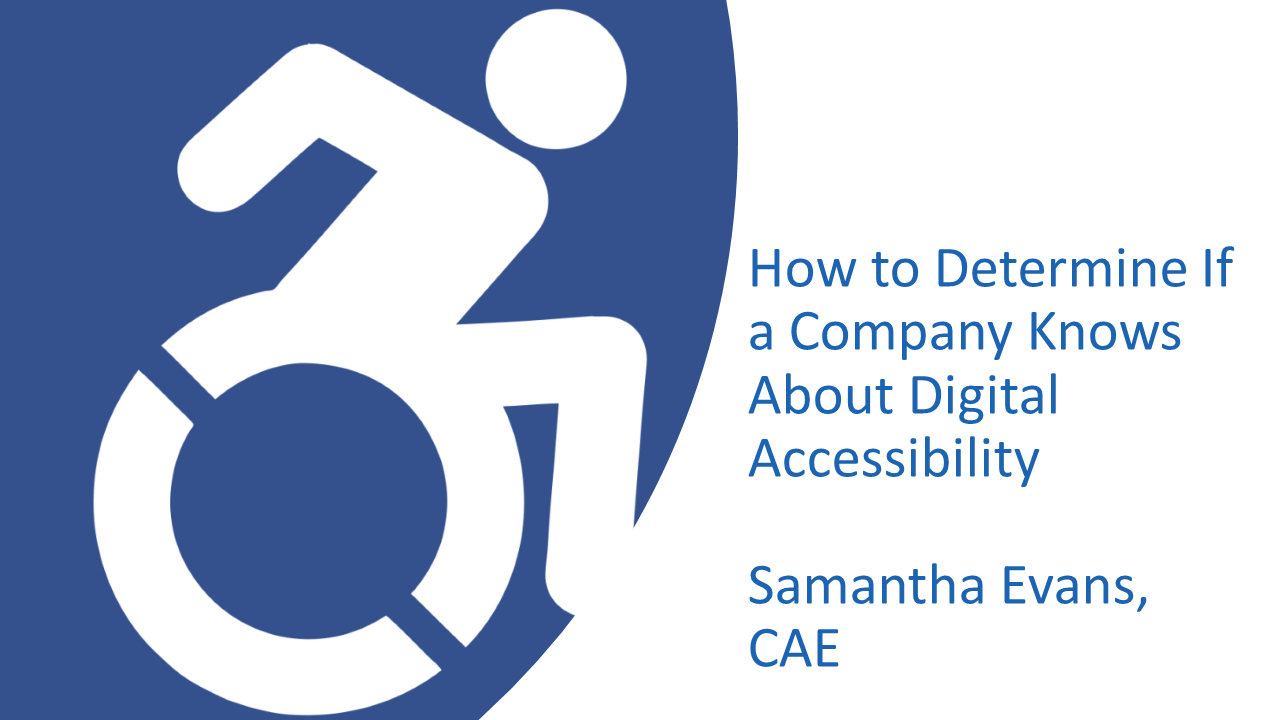 Large active wheelchair icon with Samantha Evans, CAE