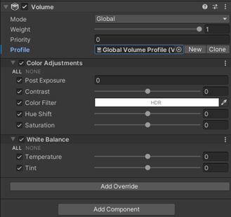 Editor interface with all color adjustment and white balance options selected
