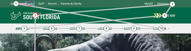 Homepage at www.usf.edu showing reading order is not logical 